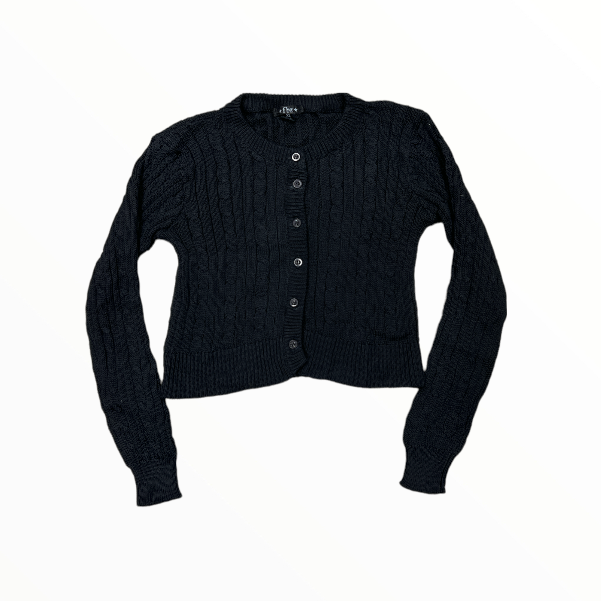 FLOWERS BY ZOE CABLE CARDIGAN - BLACK