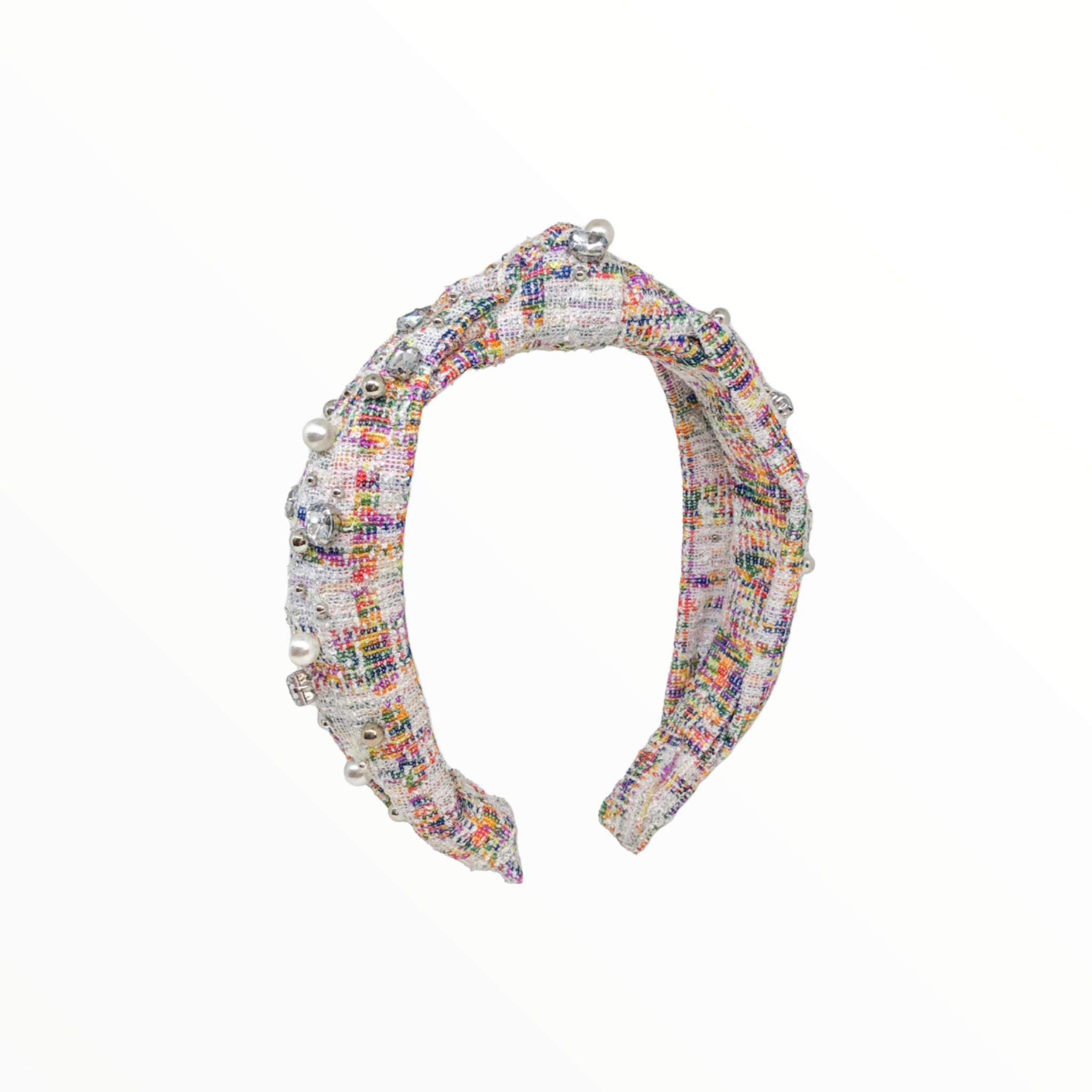 BARI LYNN TWEED JEWELED KNOT HEADBAND