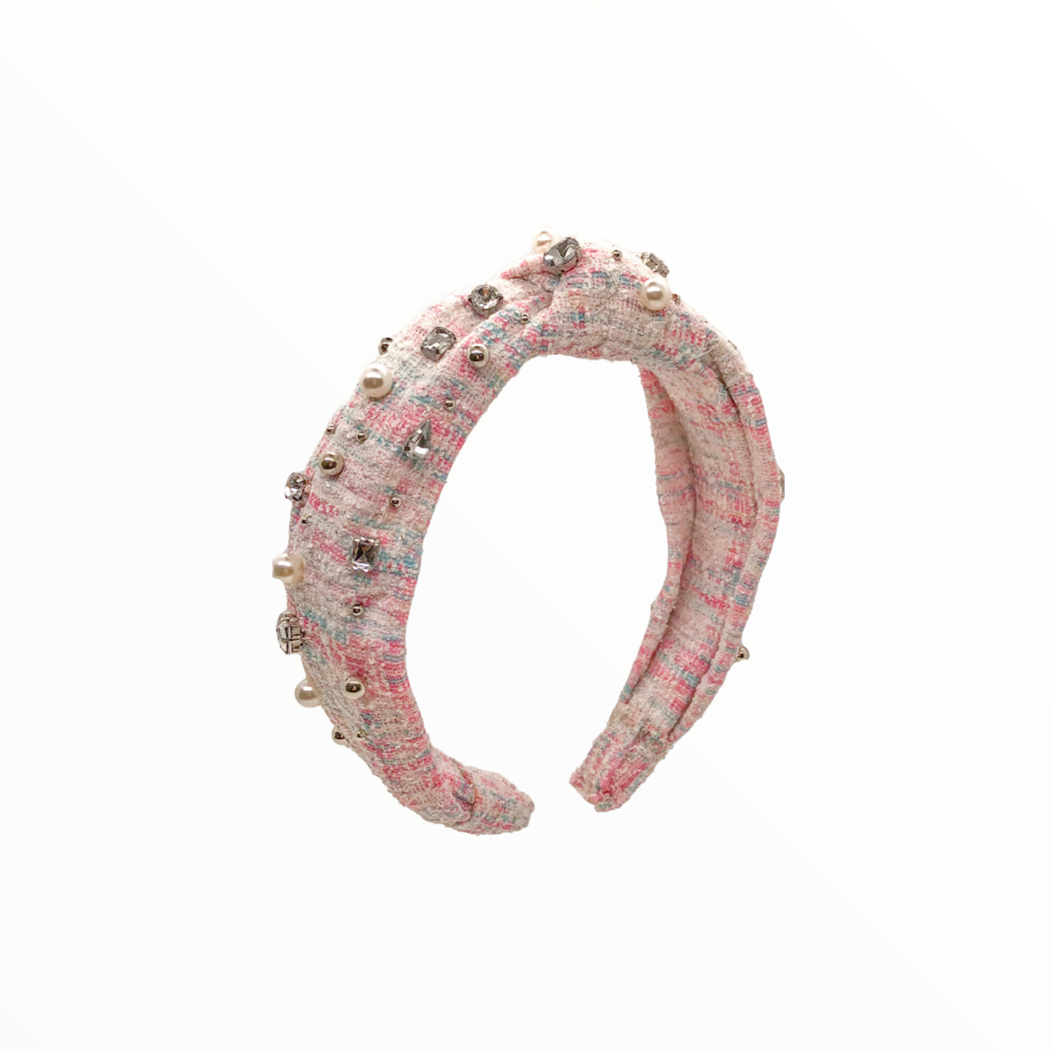 BARI LYNN TWEED JEWELED KNOT HEADBAND