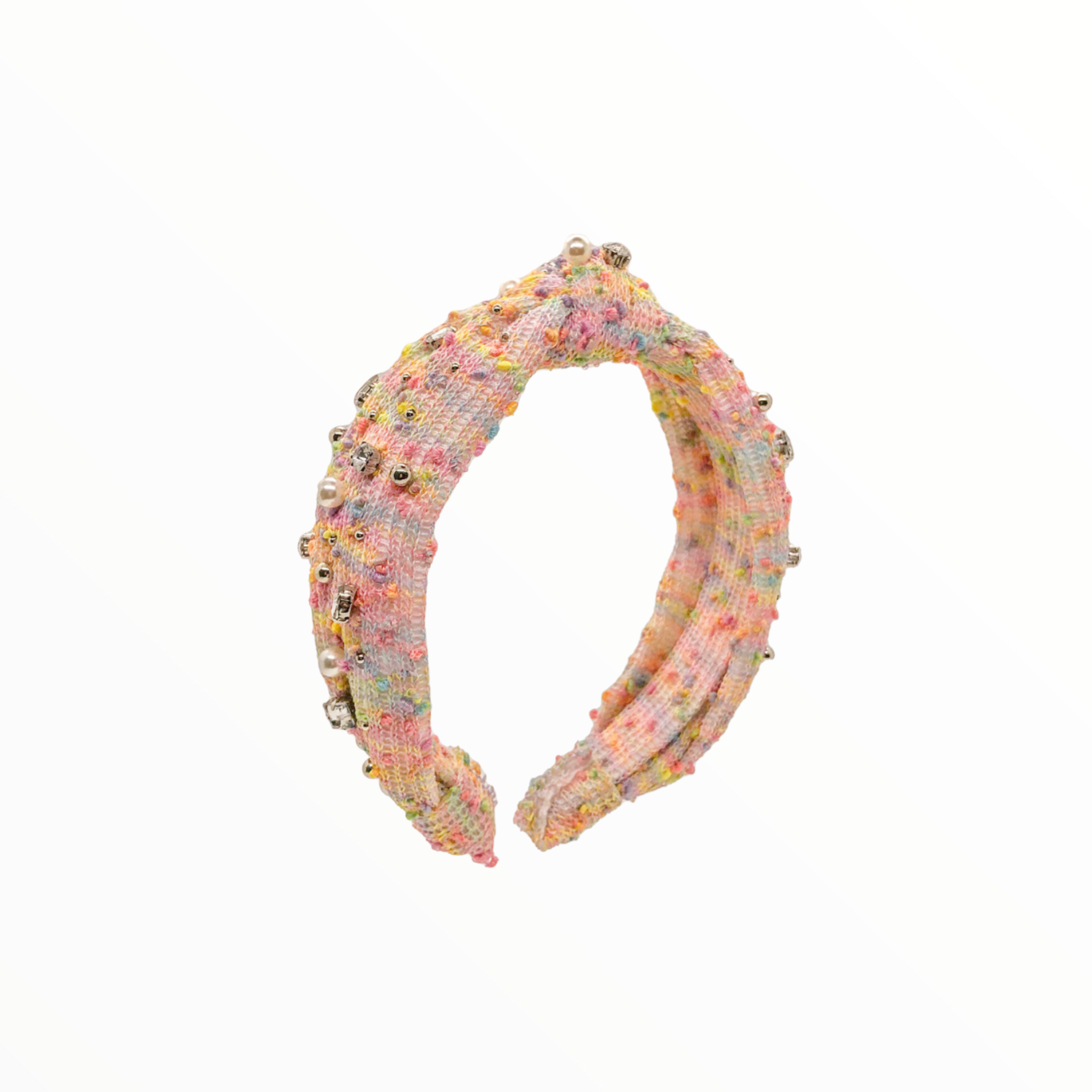 BARI LYNN TWEED JEWELED KNOT HEADBAND