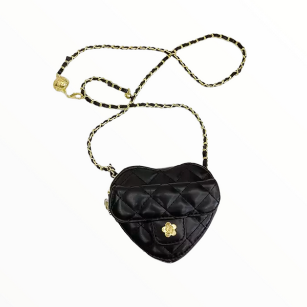 M2B QUILTED HEART PURSE - BLACK
