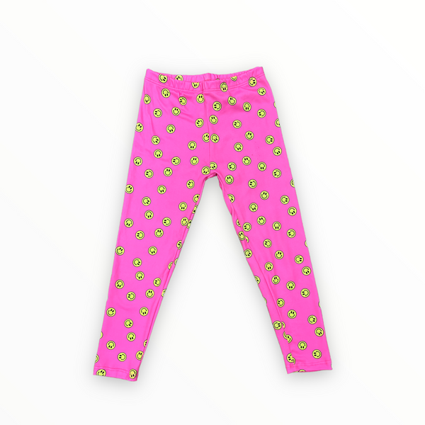 SOCIAL BUTTERFLY LEGGING - NEON PINK/SMILEY