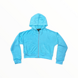 FLOWERS BY ZOE CROP ZIP UP - AQUA/STONES