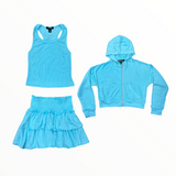 FLOWERS BY ZOE CROP ZIP UP - AQUA/STONES