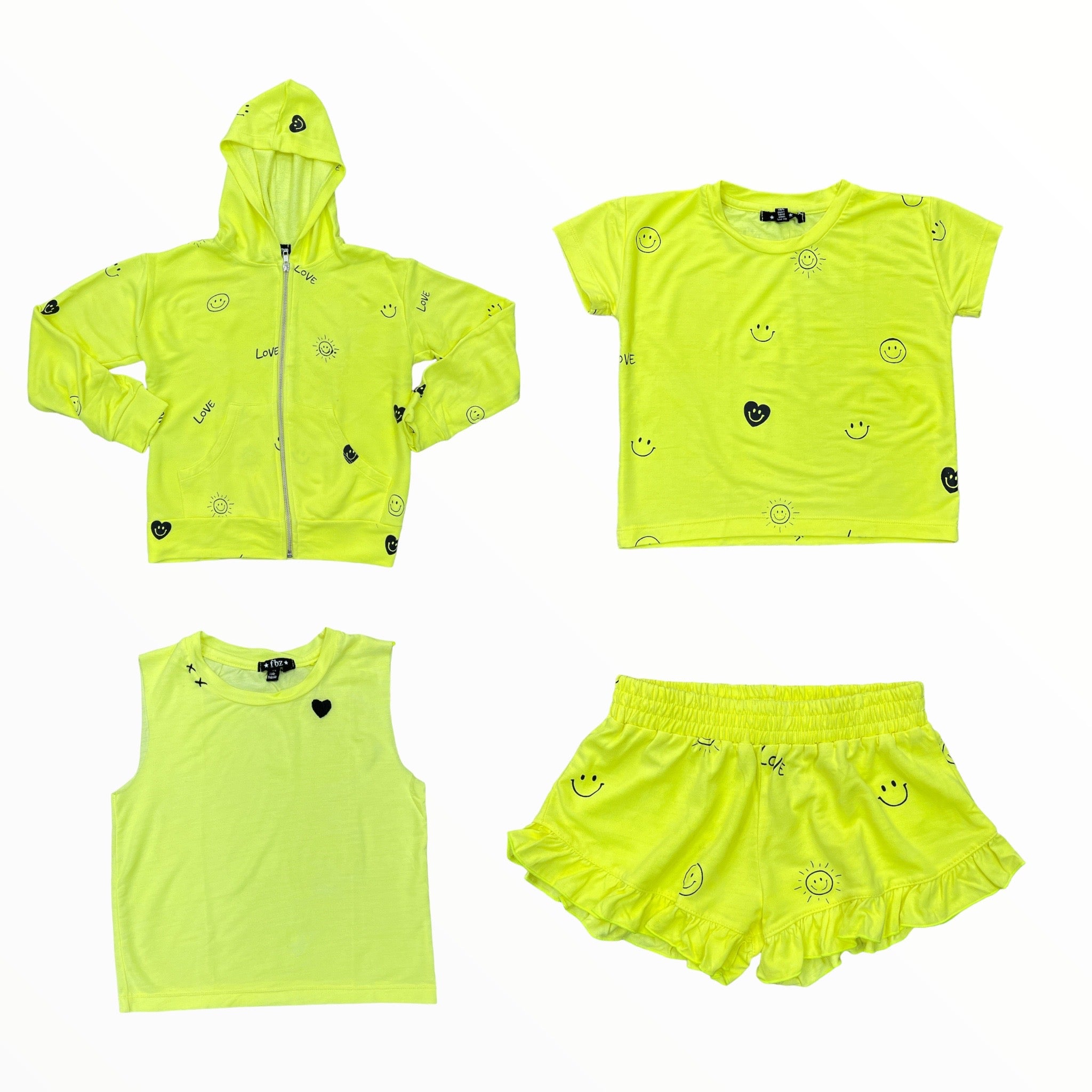 FLOWERS BY ZOE ZIP HOODIE - NEON YELLOW/ICON