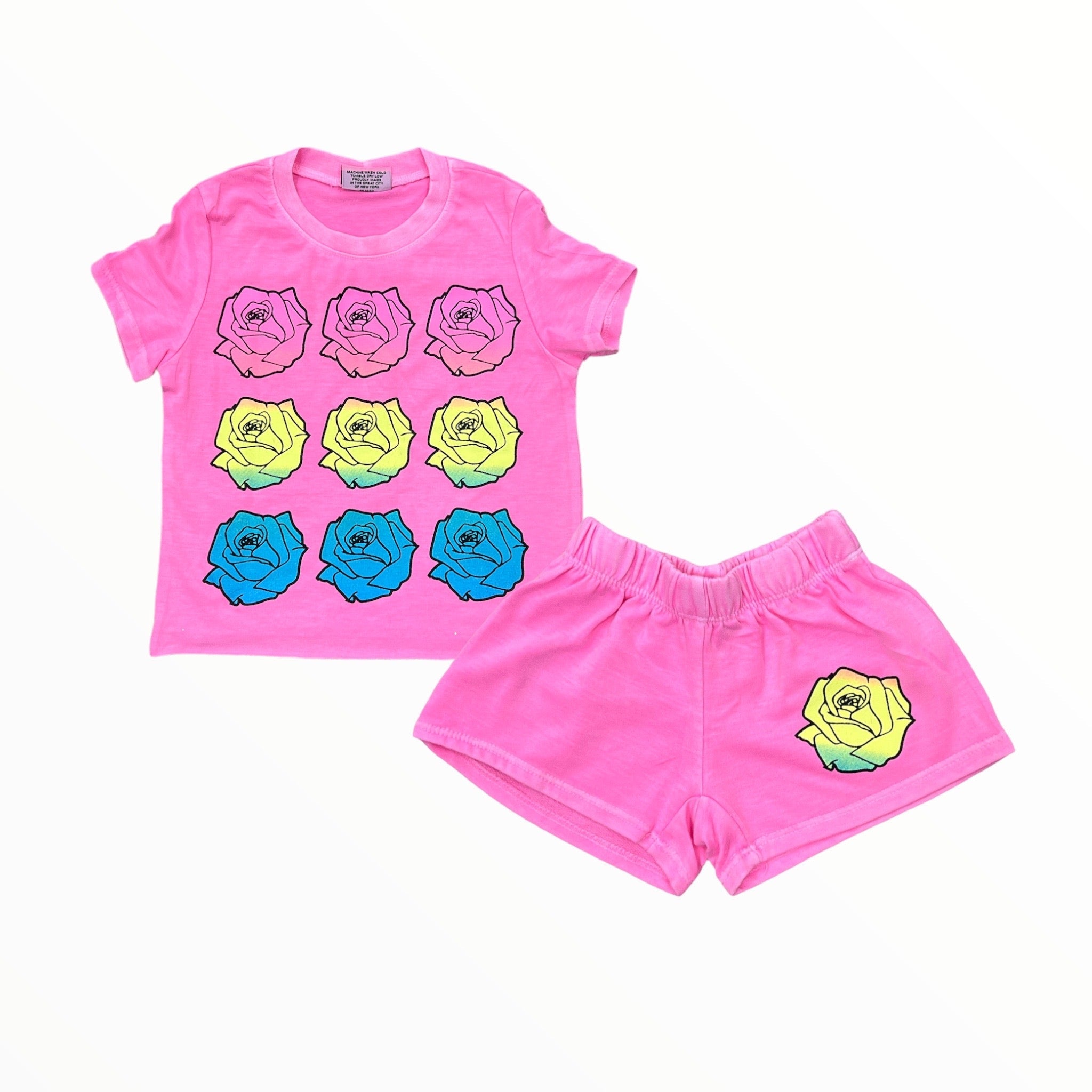 FIREHOUSE SHORT - NEON PINK/ROSES
