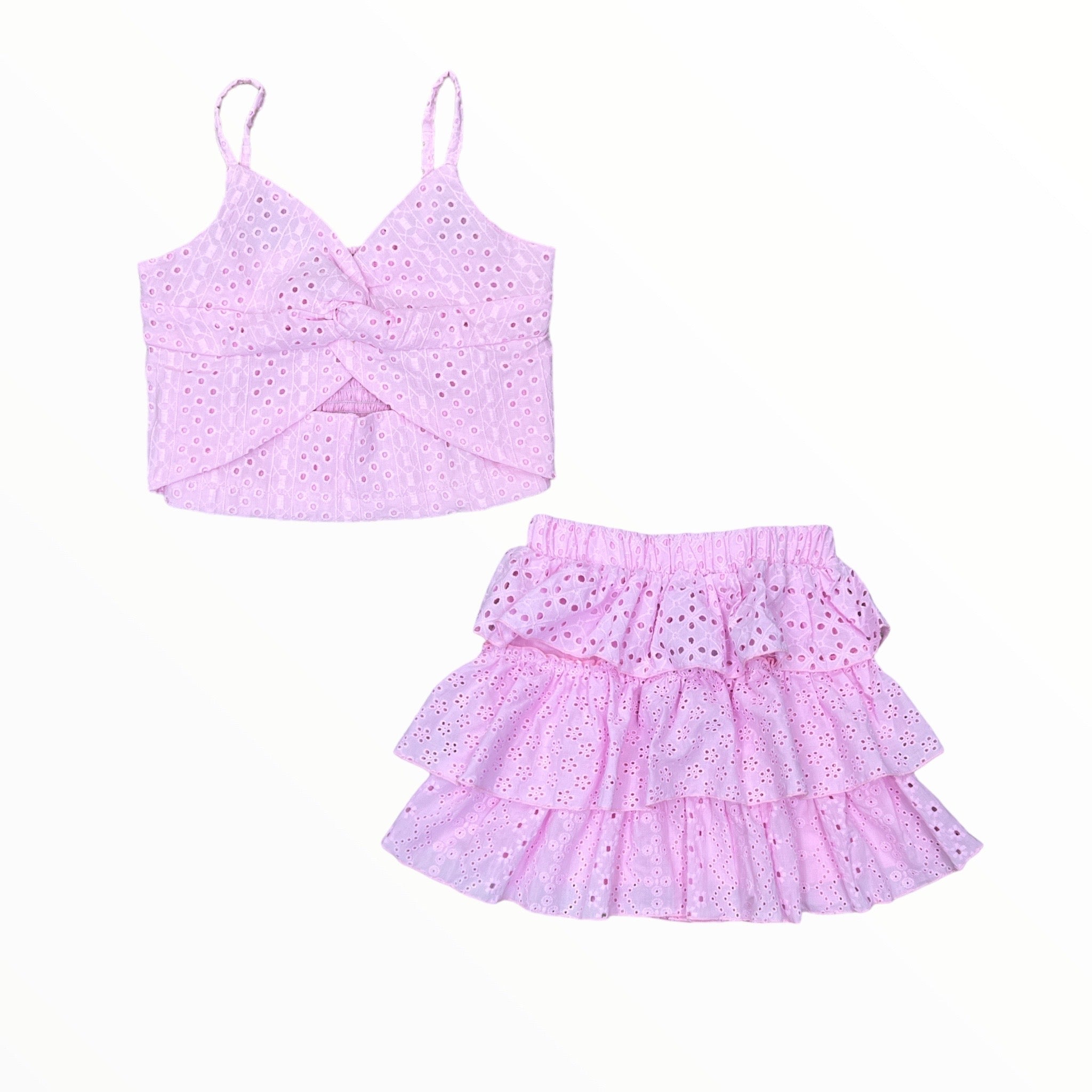 FLOWERS BY ZOE CROCHET TANK AND SKIRT SET - PASTEL PINK