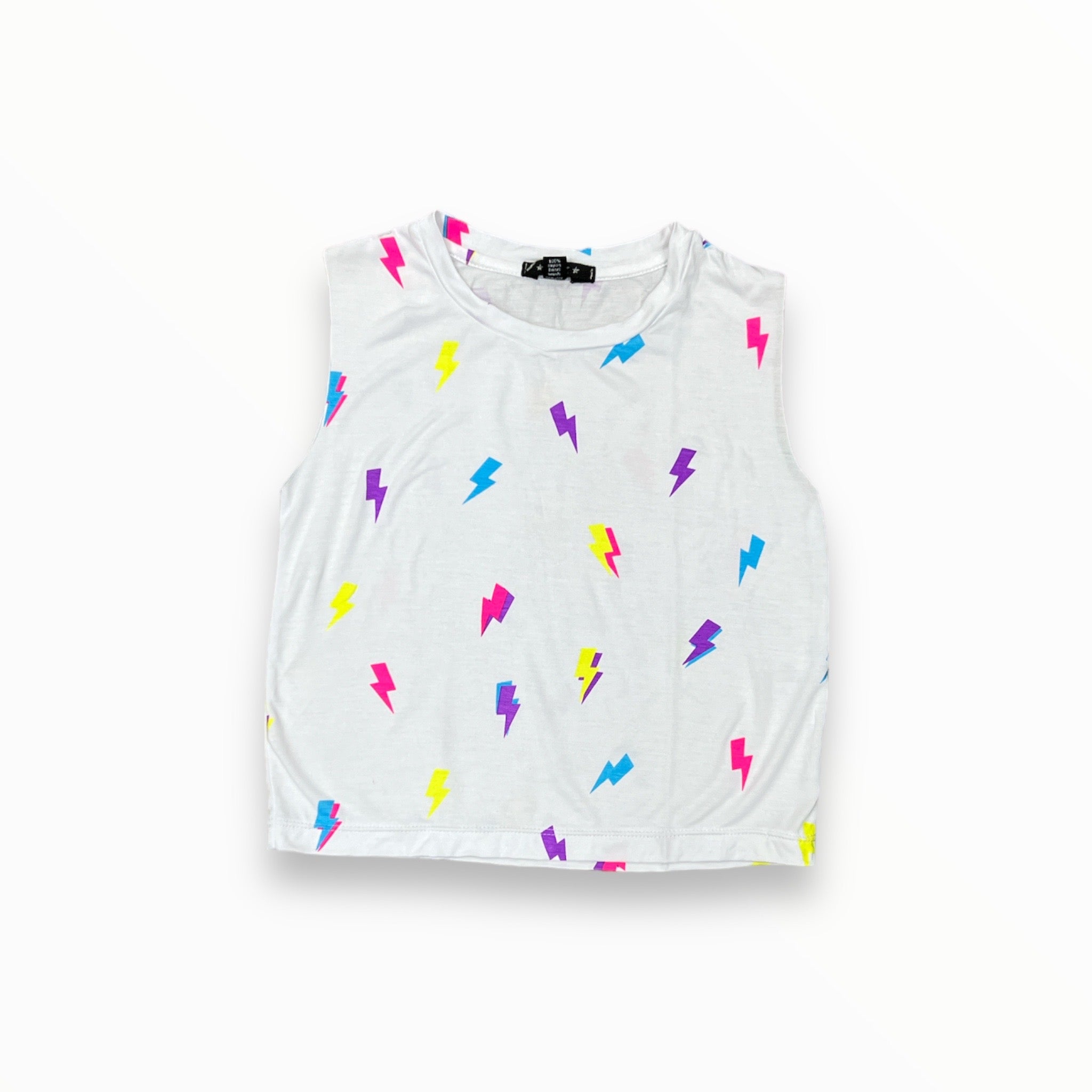 FLOWERS BY ZOE TANK - WHITE/NEON BOLT