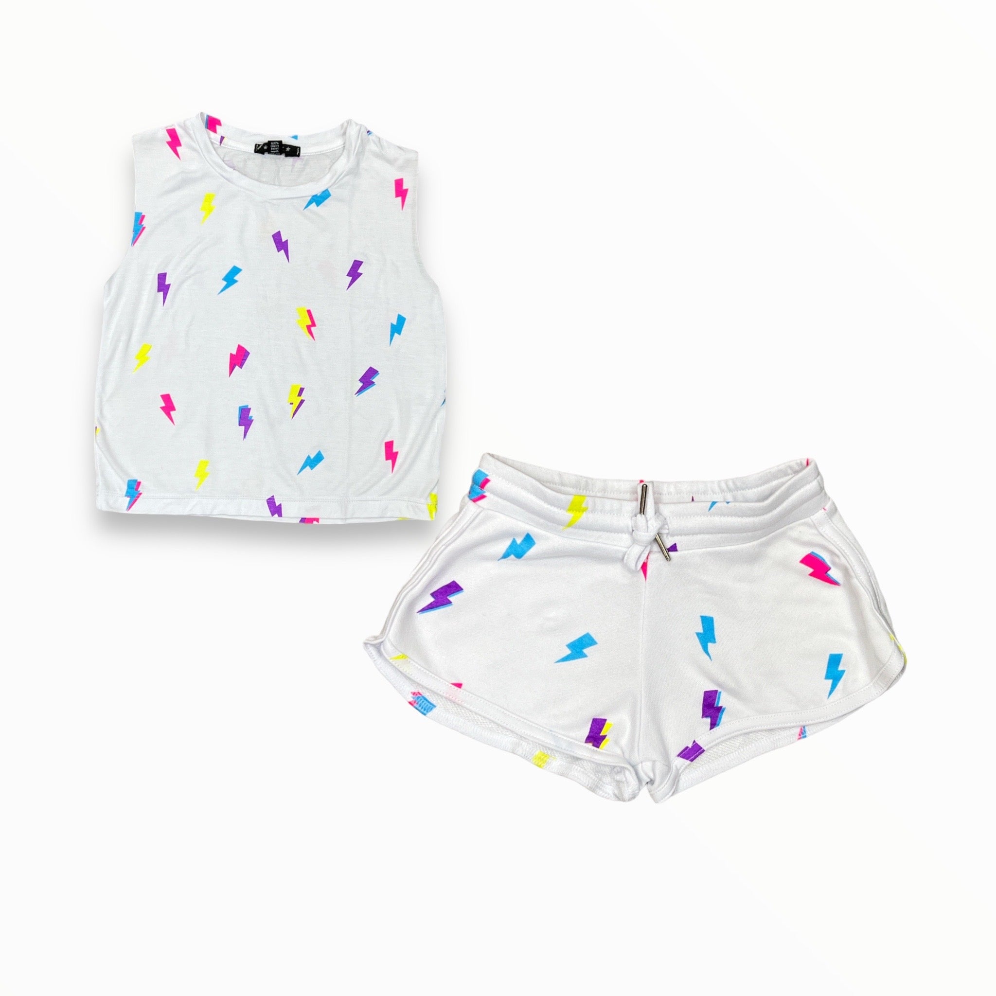 FLOWERS BY ZOE GYM SHORT - WHITE/NEON BOLT