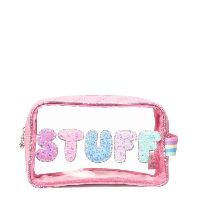 OMG ACCESSORIES CLEAR STUFF POUCH - LIGHT PINK