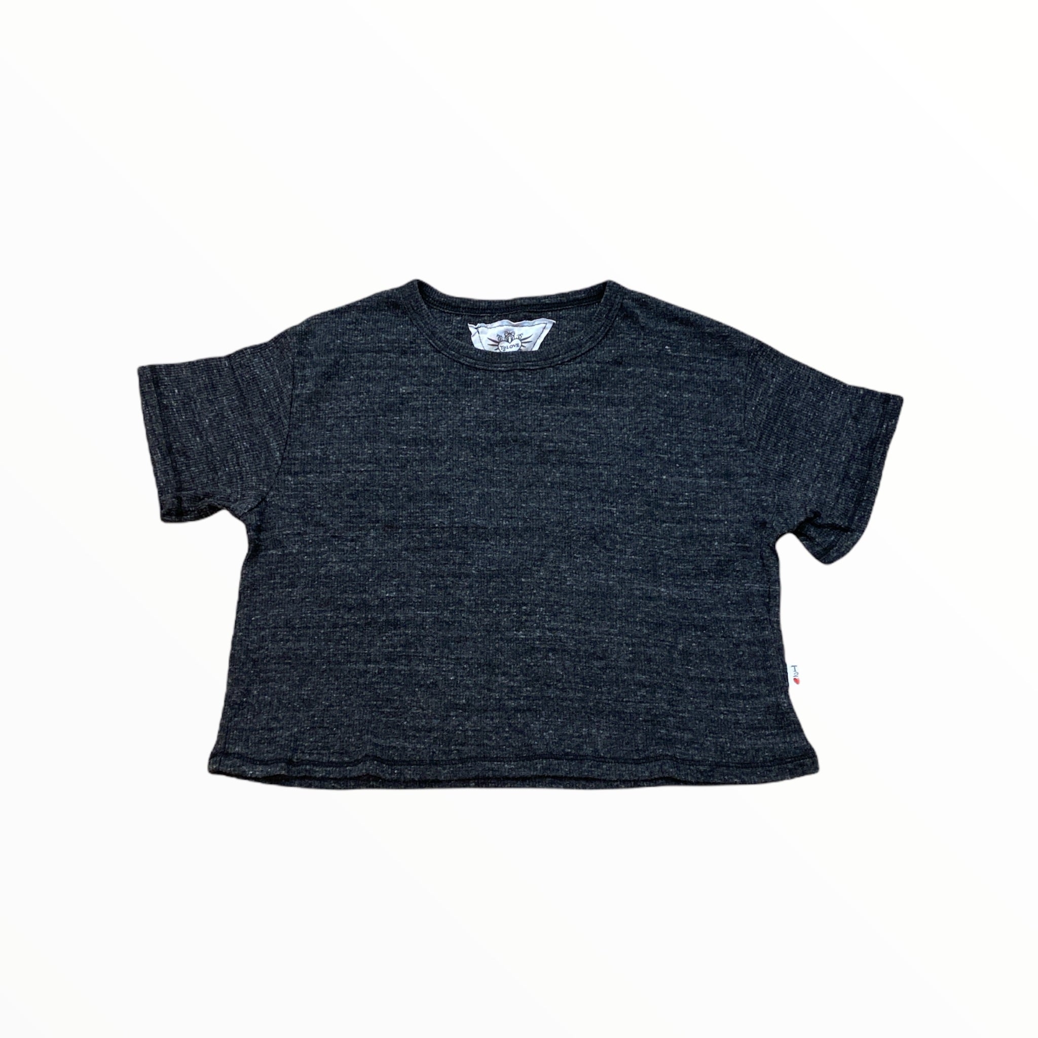T2LOVE SHORT SLEEVE CROPPED TEE - CHARCOAL