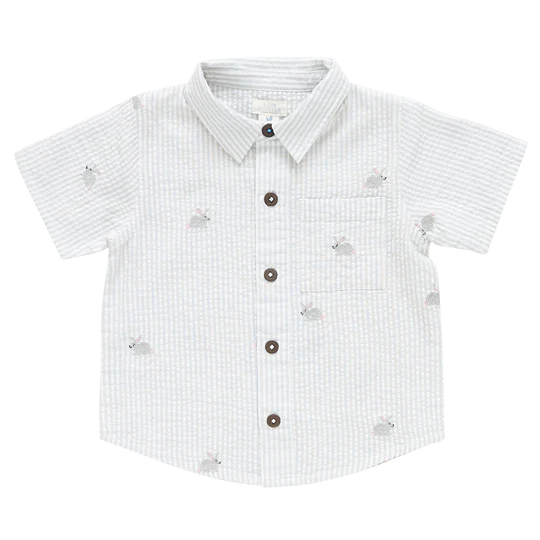 PINK CHICKEN BOYS JACK SHIRT - BUNNY EMBROIDERY