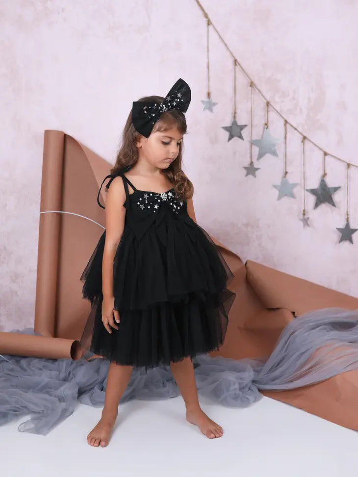 MARAIS SKY BARDOT BUTTERFLY DRESS - BLACK