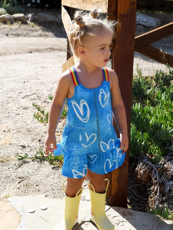 SARA SARA A-LINE DRESS - DENIM HEART