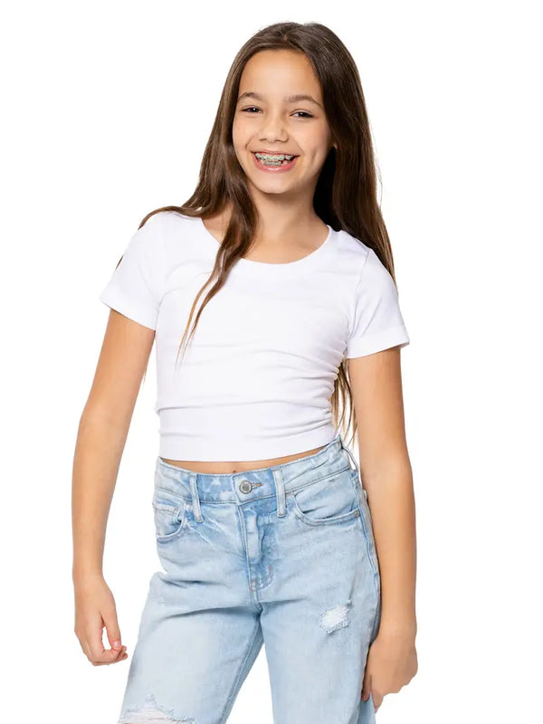 MALIBU SUGAR S/S CREW NECK TOP - WHITE