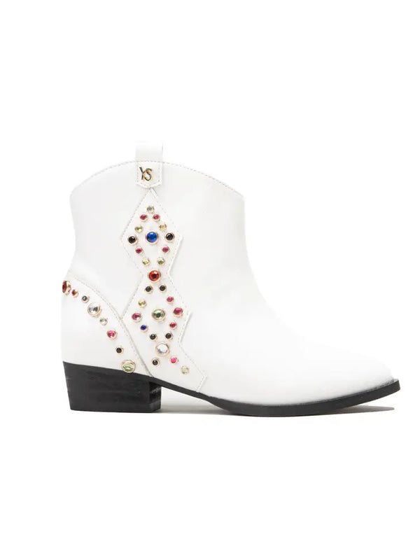YOSI SAMRA MISS DALLAS GEM STUDDED BOOTIE - WHITE