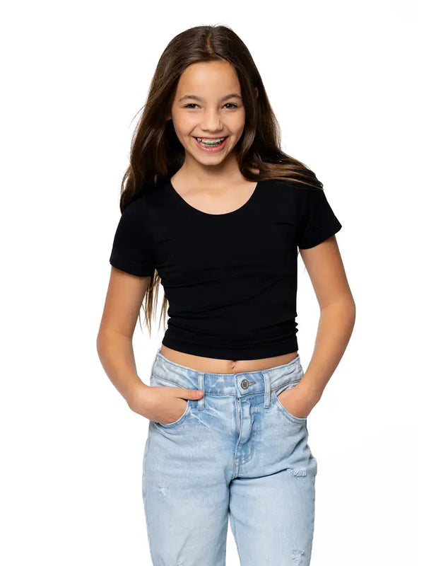 MALIBU SUGAR S/S CREW NECK TOP - BLACK