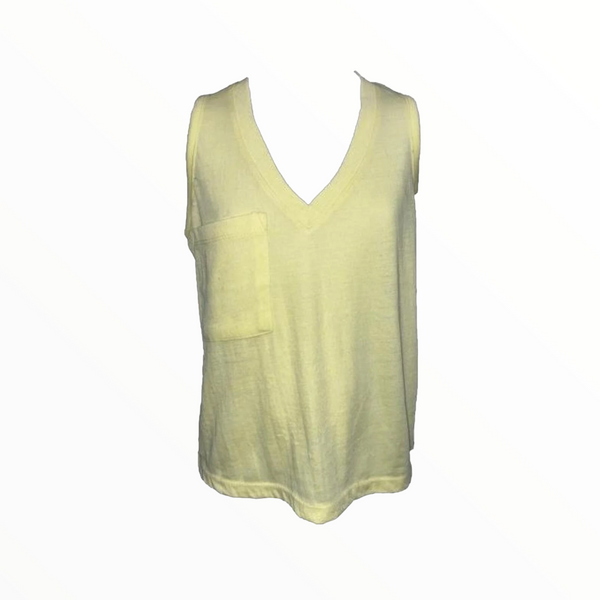 VINTAGE HAVANA BURNOUT V-NECK POCKET TANK - YELLOW