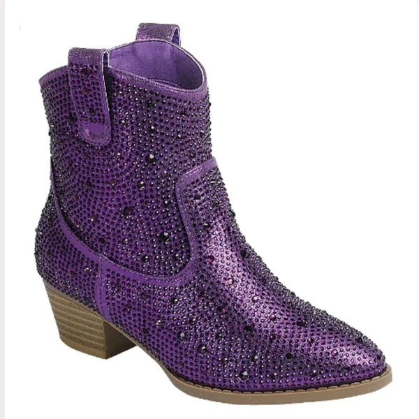 M2B SHORT CRYSTAL BOOTS - PURPLE