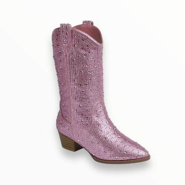 M2B TALL CRYSTAL BOOTS - PINK