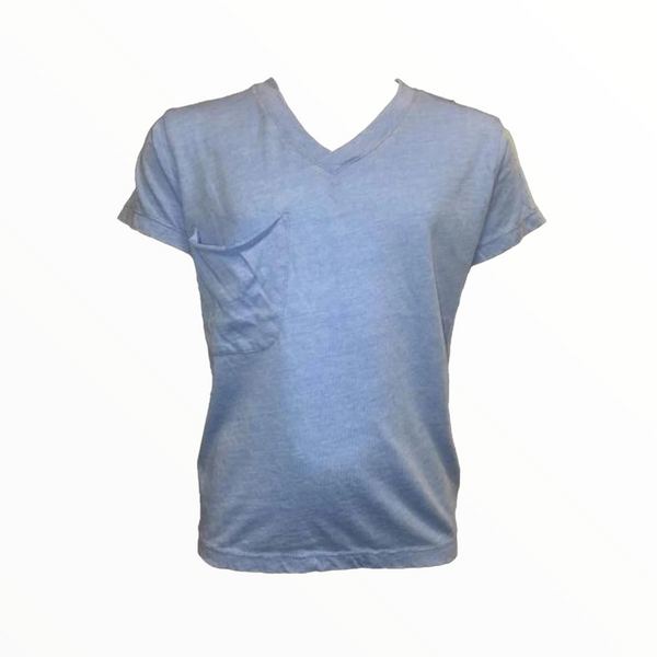 VINTAGE HAVANA BURNOUT V-NECK POCKET TEE - BABY BLUE