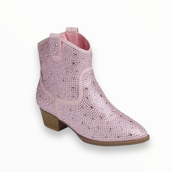 M2B SHORT CRYSTAL BOOTS - PINK