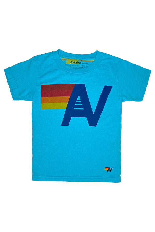 AVIATOR NATION KID'S LOGO TEE - NEON BLUE
