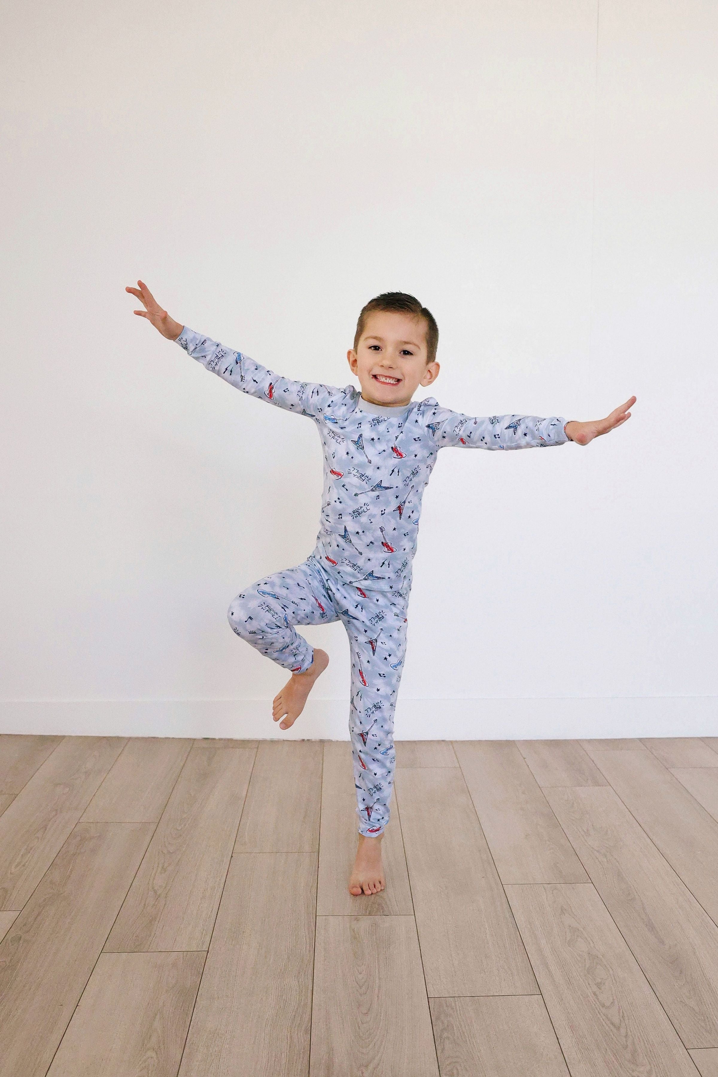 ESME BOYS LONG SLEEVE CREW PAJAMA - ROCK & ROLL
