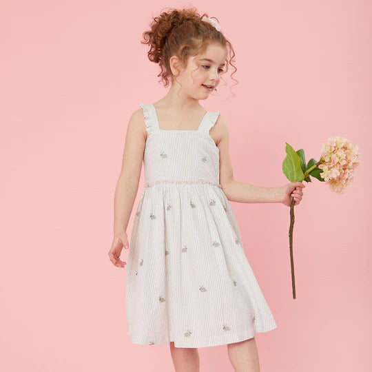 PINK CHICKEN SIERRA DRESS - BUNNY EMBROIDERY