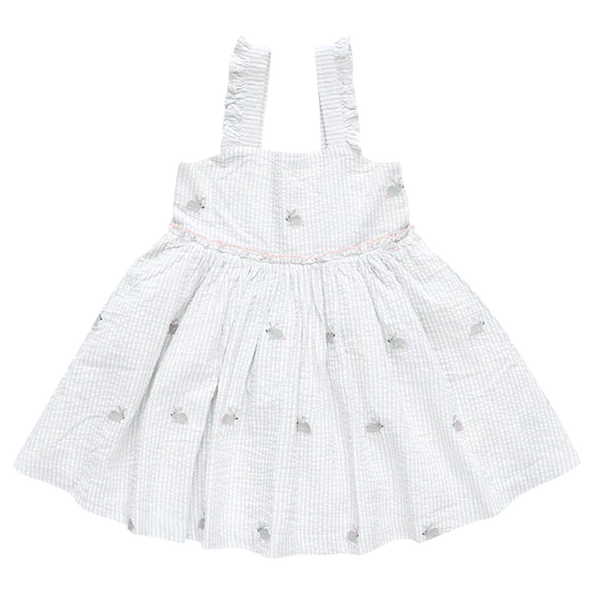 PINK CHICKEN SIERRA DRESS - BUNNY EMBROIDERY